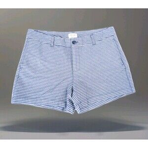 Khakis By Gap 4" Short Blue White Stripe Flat Front Bermuda Shorts Womens Size 8